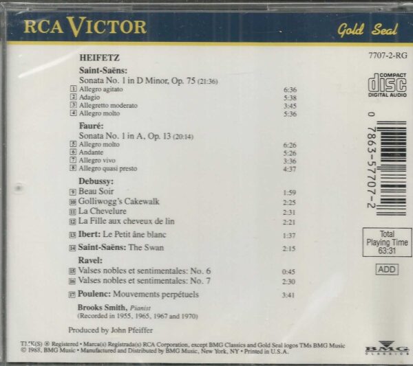 HEIFETZ - Music Of France - Gold Seal - CD - BRAND NEW - Image 3