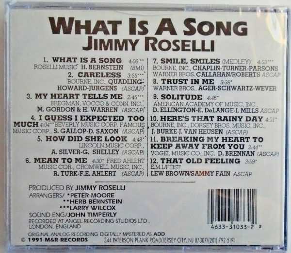 JIMMY ROSELLI - CD - What Is A Song - BRAND NEW - Image 3