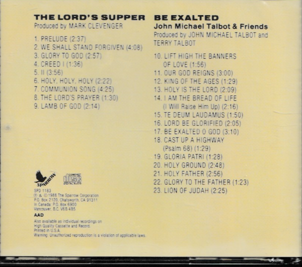 JOHN MICHAEL TALBOT CD - THE LORDS SUPPER/BE EXALTED - BRAND NEW - Image 3
