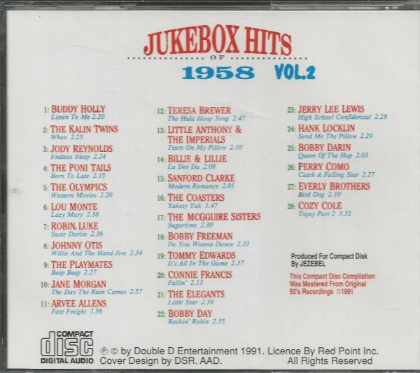 JUKEBOX  HITS - 1958 - Vol. 2  -  LIKE NEW CONDITION - CD - Image 3