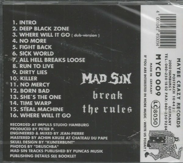 MAD SIN - Break The Rules - CD - BRAND NEW - Image 3