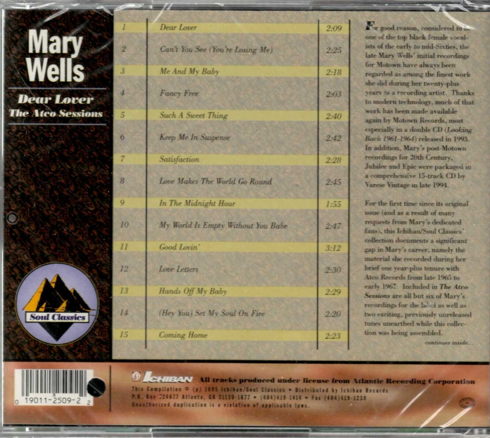 Mary Wells - Dear Lover The Atco Sessions - CD - Brand New - Image 3