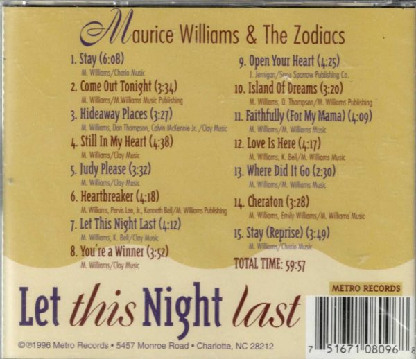 Maurice Williams & The Zodiacs - Let this Night Last - CD - Brand New - Image 3