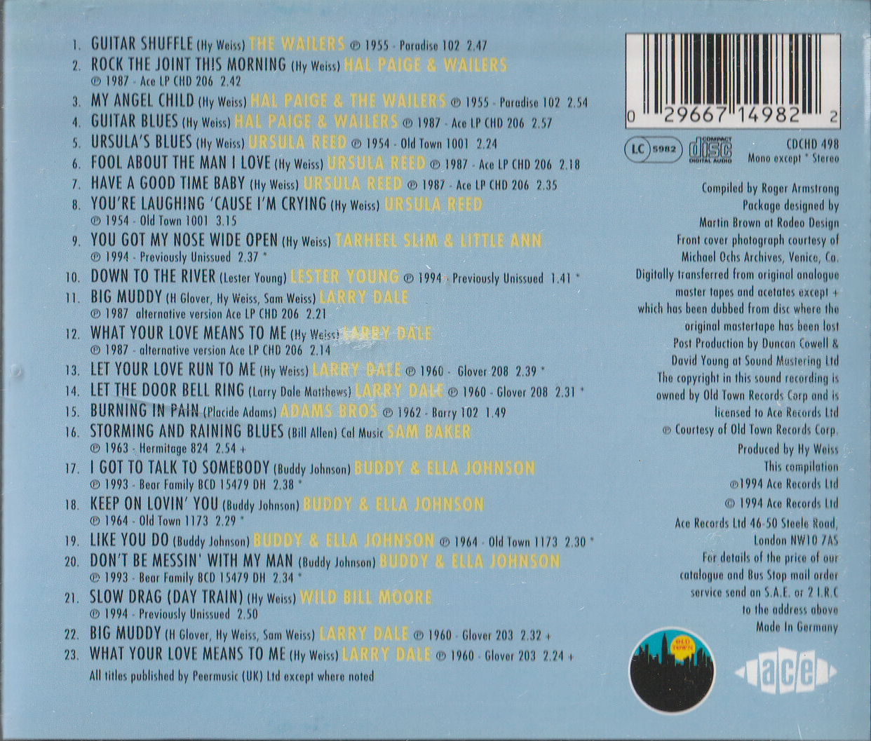 OLD TOWN BLUES VOL 2 - CD - THE UPTOWN SIDES BRAND NEW - Image 3