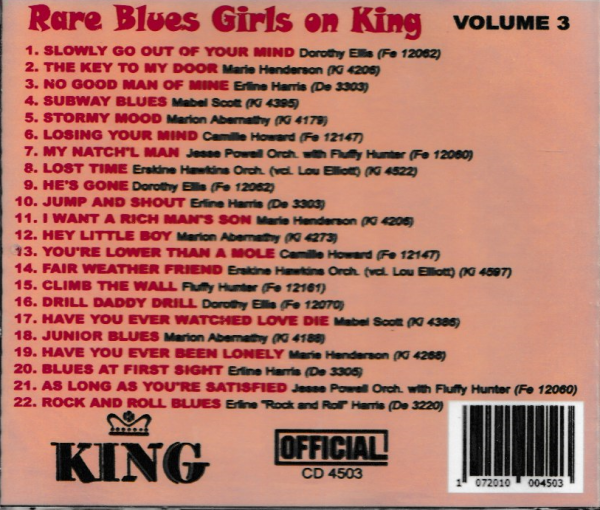 RARE BLUES GIRLS ON KING - VOL 3 CD - BRAND NEW - Image 3