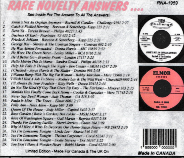 RARE NOVELTY ANSWERS CD - BRAND NEW - Image 3