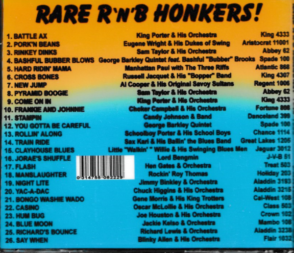 RARE R&B HONKERS  - VOL 1 CD - BRAND NEW