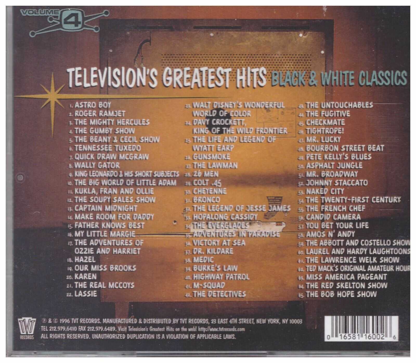 TELEVISION'S GREATEST HITS CD - VOL 4 BRAND NEW BLACK AND WHITE CLASSICS - Image 3