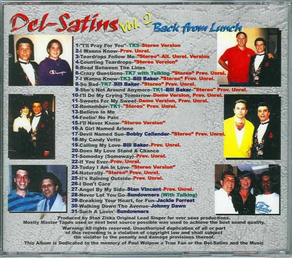 THE DEL-SATINS - CD - Back From Lunch - Vol. 2 - BRAND NEW - Image 3