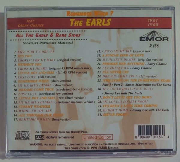 THE EARLS - REMEMBER WHEN   CD BRAND NEW - Image 3