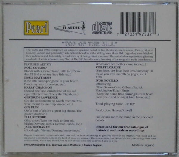TOP OF THE BILL - Various Artists - LIKE NEW - CD - Image 3