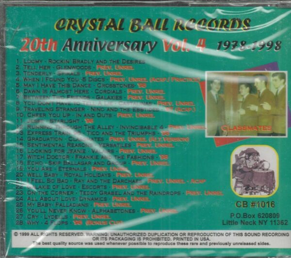 CRYSTAL BALL RECORDS - CD - 20th Anniversary - Vol. 4 - 1978-1998 - BRAND NEW - Image 3