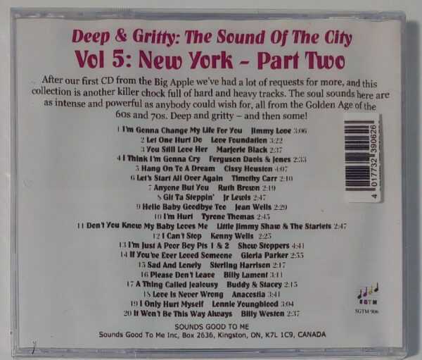 DEEP AND GRITTY - SOUND OF THE CITY VOL 5 N.Y PT 2   CD  BRAND NEW - Image 3