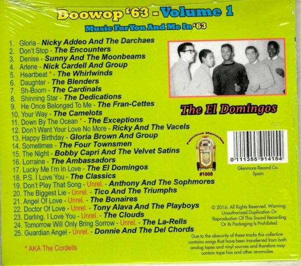 Doo Wop 63' - Vol 1 - CD - Brand New - Image 3