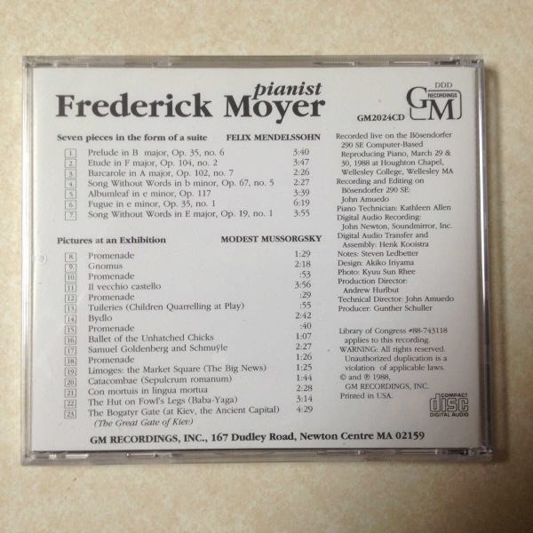 FREDERICK MOYER - MENDELSSOHN & MUSSORGSKY - BRAND NEW CD - Image 3