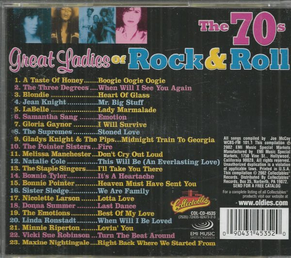 GREAT LADIES OF ROCK & ROLL CD - The 70s - LIKE NEW - Image 3