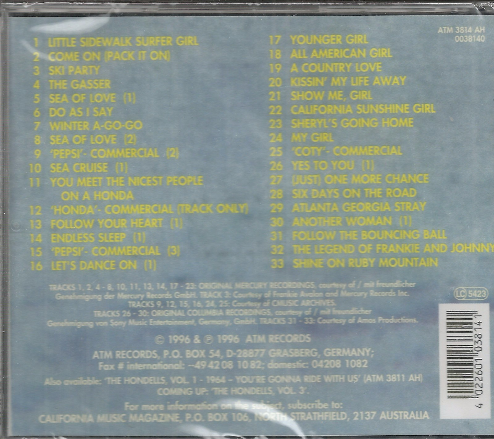 HONDELLS CD - VOL 2  CALIFORNIA SUNSHINE    BRAND NEW  VERY HARD TO FIND - Image 3