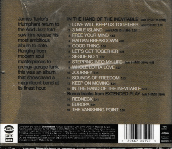 JAMES TAYLOR QUARTET CD IN THE HAND OF THE INEVITABLE- BRAND NEW - Image 3