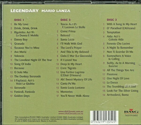 MARIO LANZA - CD -  Legendary - ( 3 DISCS) - BRAND NEW - Image 3