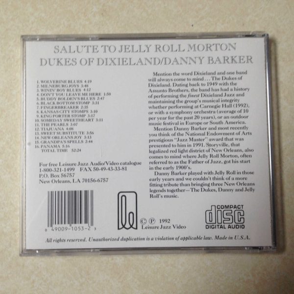 MORTON, JELLY ROLL - SALUTE TO WITH DUKES DIXIELAND - AUDIO CD - Image 3