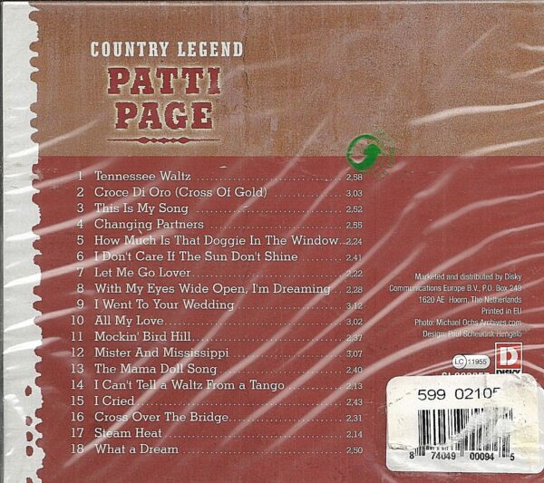 PATTI PAGE - CD - Country Legend - BRAND NEW - Image 3