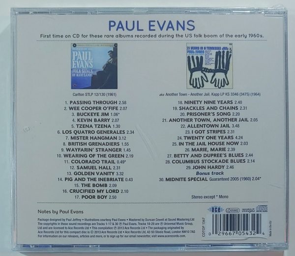 PAUL EVANS - FOLK SONGS / 21 YEARS IN JAIL  CD BRAND NEW - Image 3