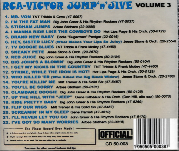 RCA VICTOR JUMP AND JIVE - VOL 3 CD BRAND NEW - Image 3