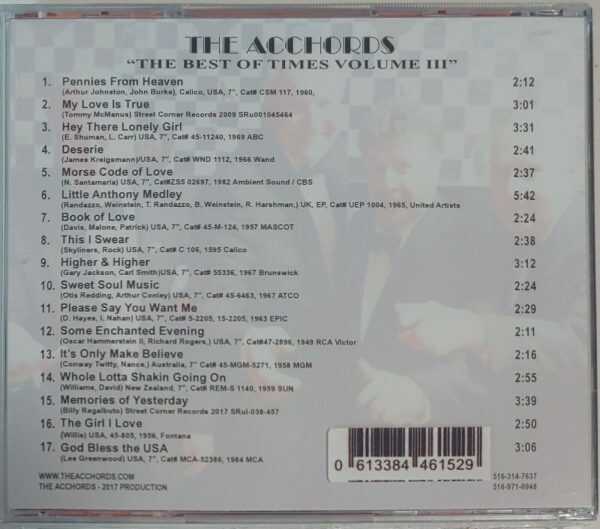THE ACCHORDS - BEST OF TIMES VOL 3   CD     BRAND NEW - Image 3