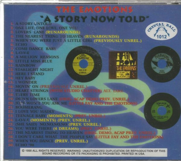 THE EMOTIONS  - CD - Story Now Told -  BRAND NEW - Image 3