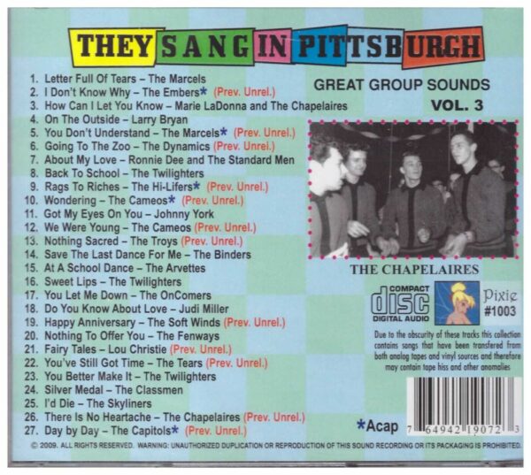 THEY SANG IN PITTSBURGH - CD - Vol. 3 - BRAND NEW - Image 3