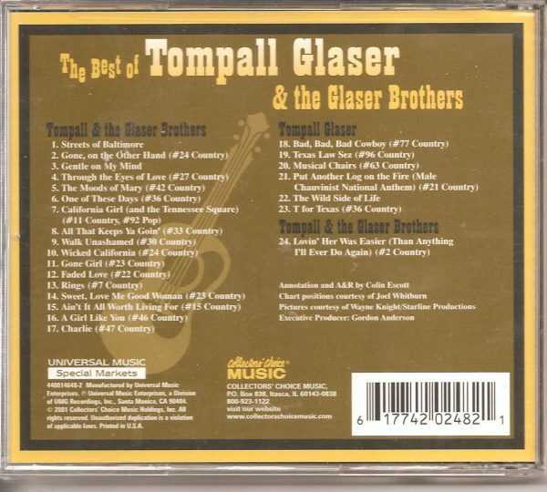 TOMPALL GLASER AND GLASER BROTHERS CD - BEST OF 17 TRACKS   BRAND NEW - Image 3