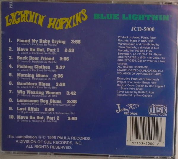 The Legendary LIGHTNIN' HOPKINS - Blue Lightnin' - CD - BRAND NEW - Image 3