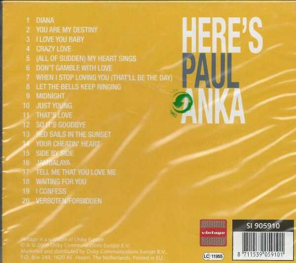 ANKA, PAUL CD - HERE'S   Brand New   20 Great tracks at a great price!!! - Image 3