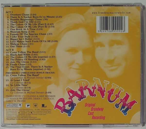 BARNUM  -  ORIGINAL BROADWAY CAST RECORDING   CD     VERY GOOD - Image 3