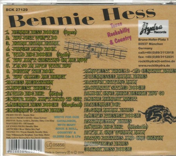 BENNIE HESS - Wild Hog Hop - BRAND NEW - CD - Image 3