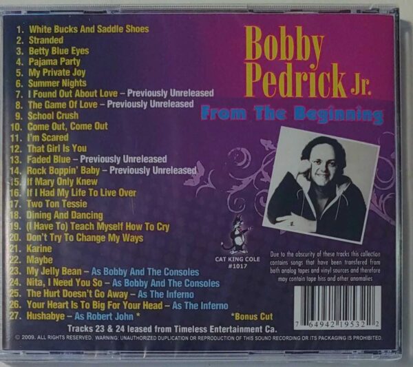 BOBBY PEDRICK - FROM THE BEGINNING   CD     BRAND NEW - Image 3