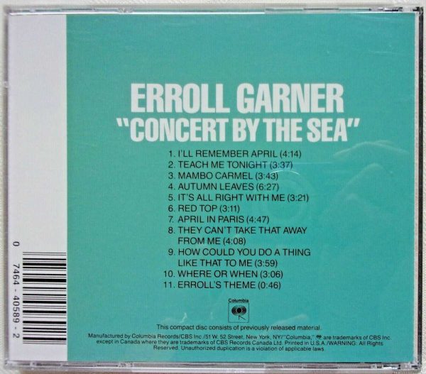 ERROLL GARNER - CD - Concert By The Sea - VERY GOOD CONDITION - Image 3
