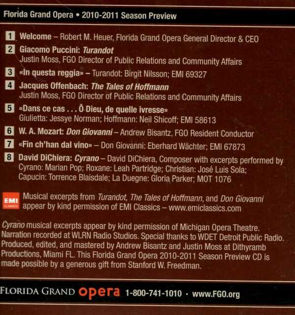 Florida Grand Opera - 2010-2011 Season Preview/The Mysteries Of Love - CD - Image 3