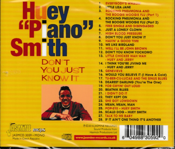 HUEY SMITH 'PIANO' - DON'T YOU JUST KNOW IT CD - BRAND NEW - Image 3
