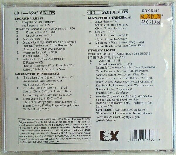 IONISATION - CD - Music Of Varese-Penderecki-Ligeti - BRAND NEW - Image 3
