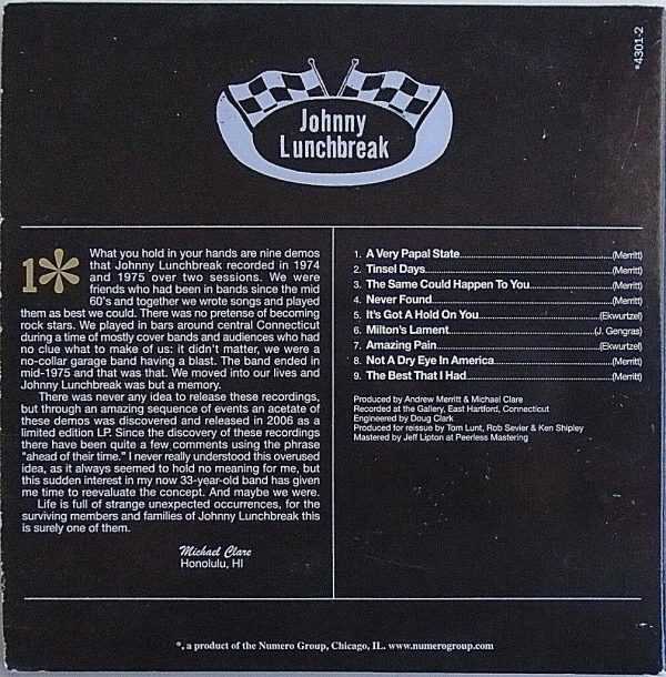 JOHNNY LUNCHBREAK - CD - Appetizer/Soup's On - LIKE NEW - Image 3
