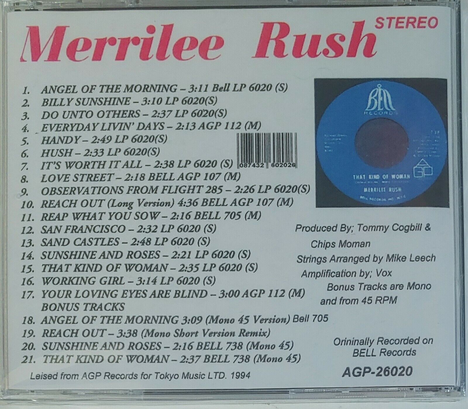 MERRILEE RUSH - ANGEL OF THE MORNING CD BRAND NEW - Image 3