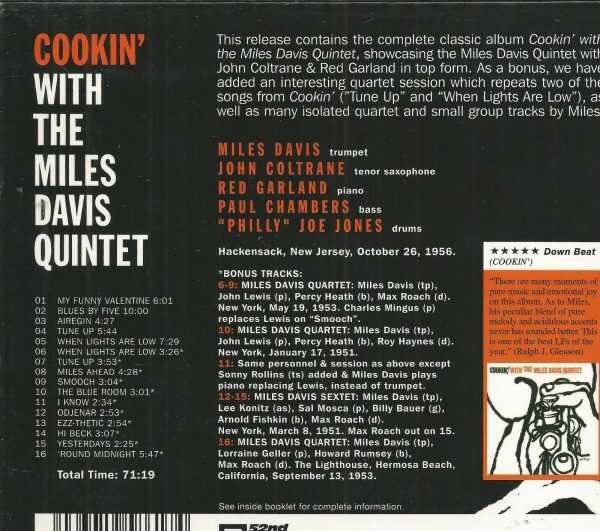 MILES DAVIS QUINTET - CD -  Cookin' With - LIKE NEW - Image 3