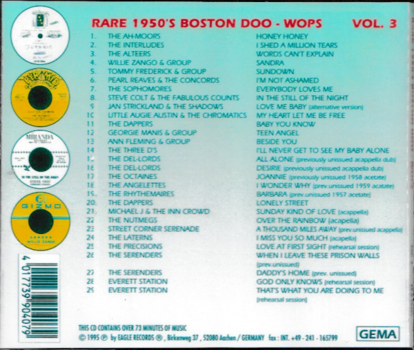 RARE 1950'S BOSTON DOO WOPS - VOL 3 CD BRAND NEW - Image 3