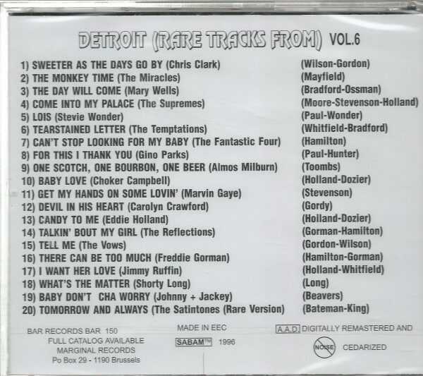 RARE TRACKS FROM DETROIT - CD - Vol. 6 - BRAND NEW - Image 3