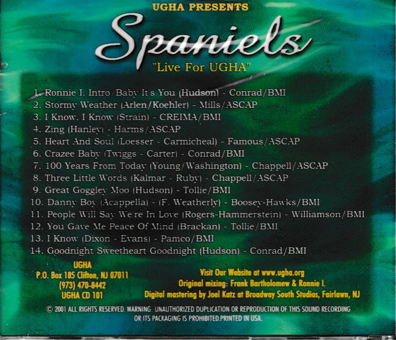 THE SPANIELS - LIVE UGHA PRESENTS CD - BRAND NEW - Image 3