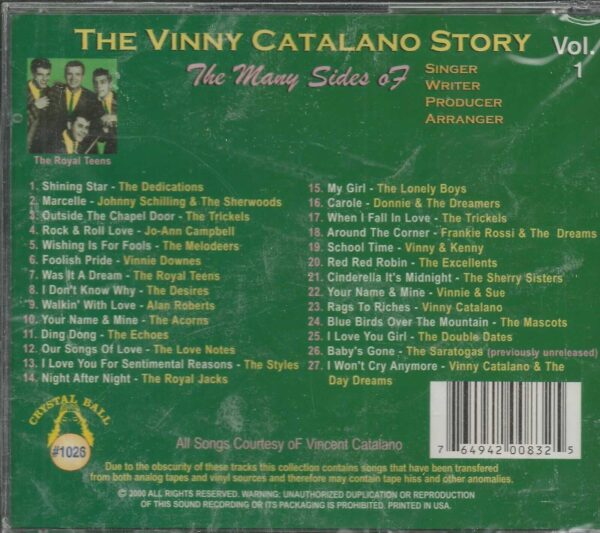 THE VINNY CATALANO STORY CD  - Volume 1   Brand New     Crystal Ball Label - Image 3