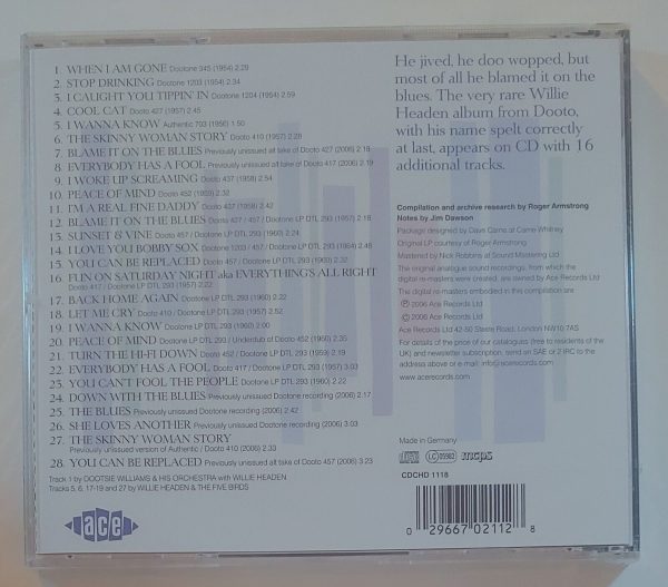 WILLIE HEADEN - BLAME IT ON THE BLUES   CD BRAND NEW - Image 3