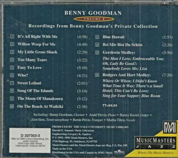 BENNY GOODMAN - CD - Recordings From Private Collection - Volume 8 - BRAND NEW - Image 3