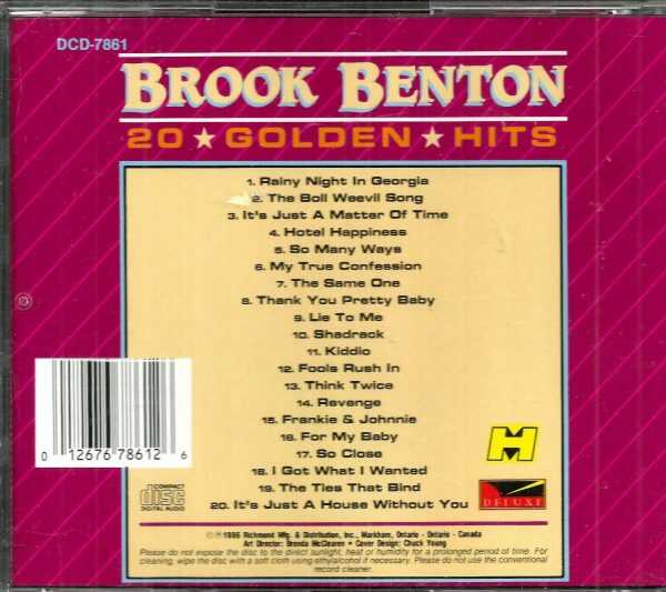 BROOK BENTON -  20 Golden Hits - CD - LIKE NEW - Image 3